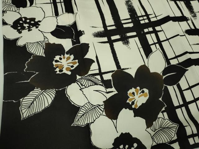 平和屋本店●極上　訪問着　オマージュ　草花文　白×黒　金彩　逸品　DZAB2205kh6_4