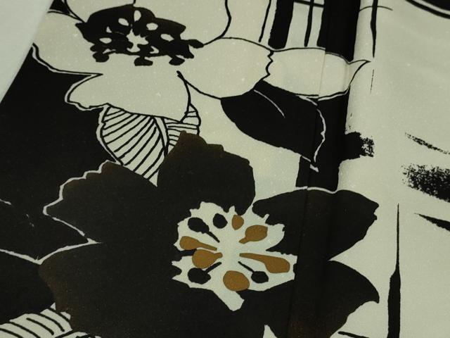 平和屋本店●極上　訪問着　オマージュ　草花文　白×黒　金彩　逸品　DZAB2205kh6_5
