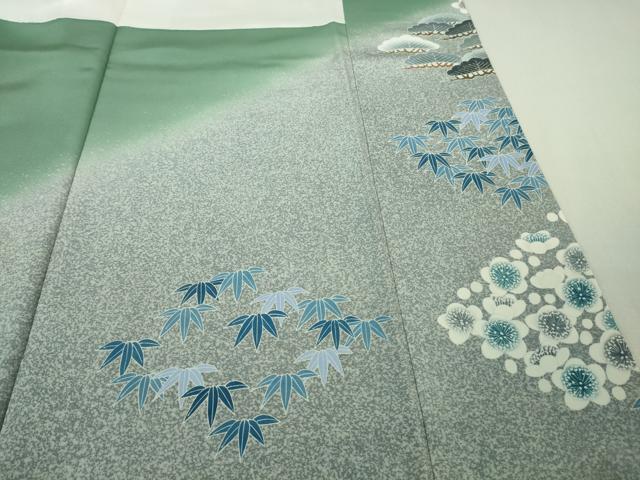 平和屋本店○極上 人間国宝・羽田登喜男 色留袖 鴛鴦7羽 薄青色地 暈し