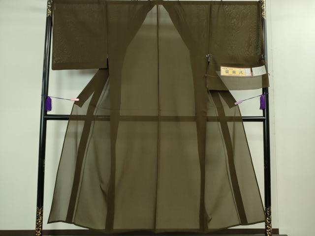 平和屋本店＊希少　夏物　男性　本場黄八丈　夏黄八　紗紬　キングサイズ　伝統工芸士　西條吉広　海松茶色　証紙付き　逸品　DZAB2239kh6_1