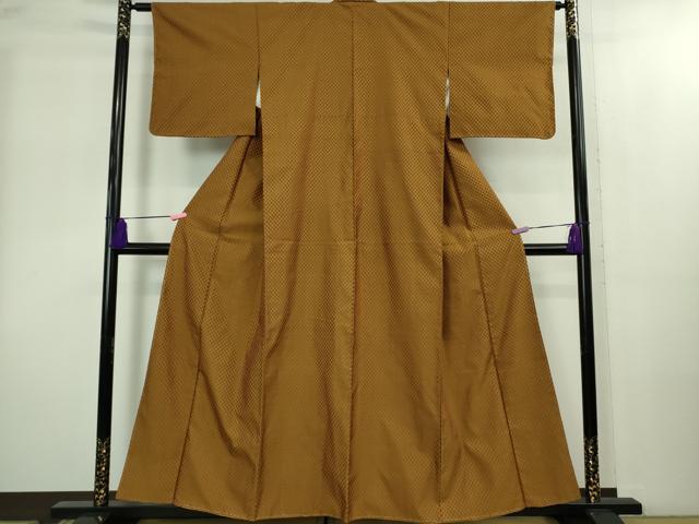 平和屋本店●極上　山下八百子　本場黄八丈　市松綾織　紬　逸品　未使用　DZAB2241kh6_1