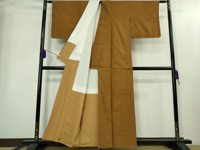 平和屋本店●極上　山下八百子　本場黄八丈　市松綾織　紬　逸品　未使用　DZAB2241kh6_2
