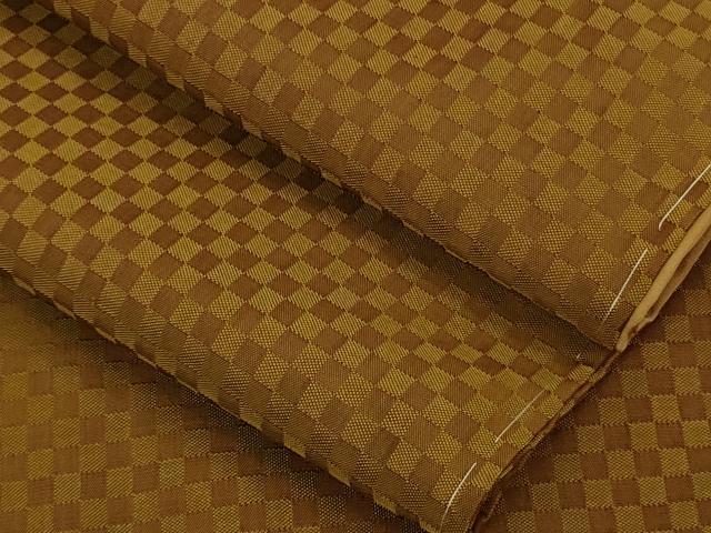 平和屋本店●極上　山下八百子　本場黄八丈　市松綾織　紬　逸品　未使用　DZAB2241kh6