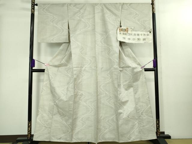 平和屋本店▽極上 本場大島紬 白大島紬 桑原織物 二代目 桑原啓之介 単衣 9マルキ 160亀甲　白絣　畑中別誂　証紙付き　逸品　DZAB2256kh6