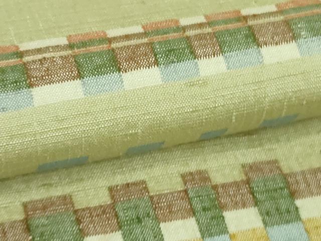 平和屋本店●超希少　人間国宝　重要無形文化財保持者　佐々木苑子　訪問着　紬　横段文　裏葉柳色地　逸品　DZAB2273kh6