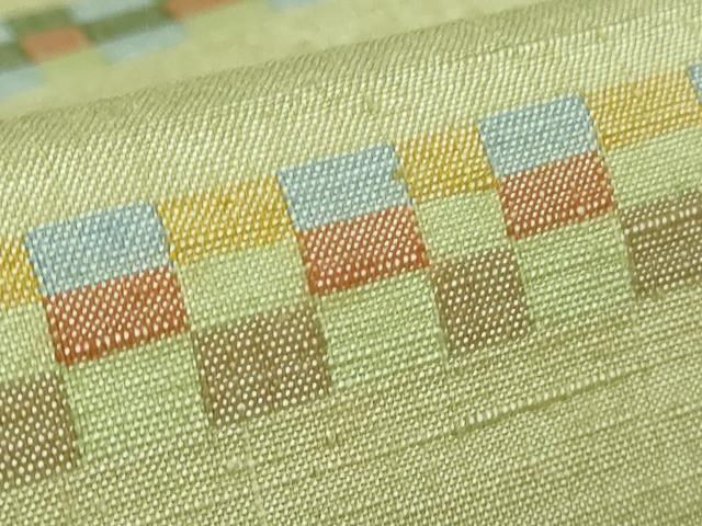 平和屋本店●超希少　人間国宝　重要無形文化財保持者　佐々木苑子　訪問着　紬　横段文　裏葉柳色地　逸品　DZAB2273kh6