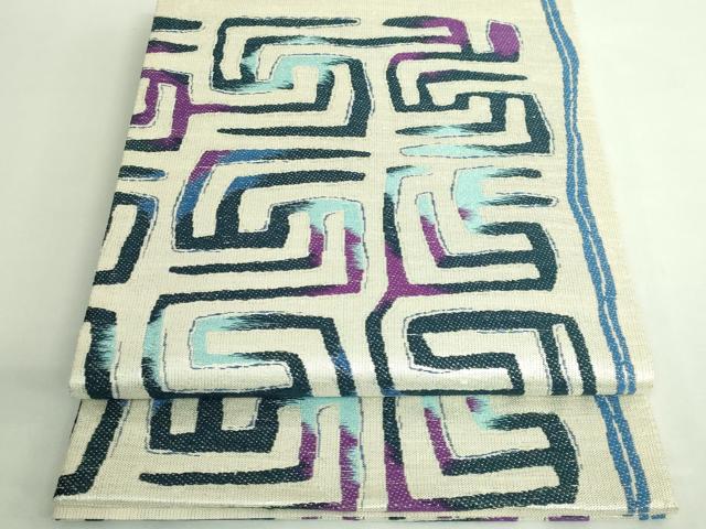 平和屋着物●極上　六通柄袋帯　抽象文様　銀糸　逸品　DZAB2322kh6