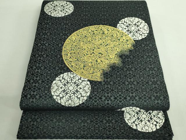 平和屋着物●極上　皇室・伊勢神宮御用　御御帯　山口美術織物　山口弘躬　太鼓柄袋帯　唐織　小葵地葡萄鏡文　羊羹色　逸品　DZAB2324kh6