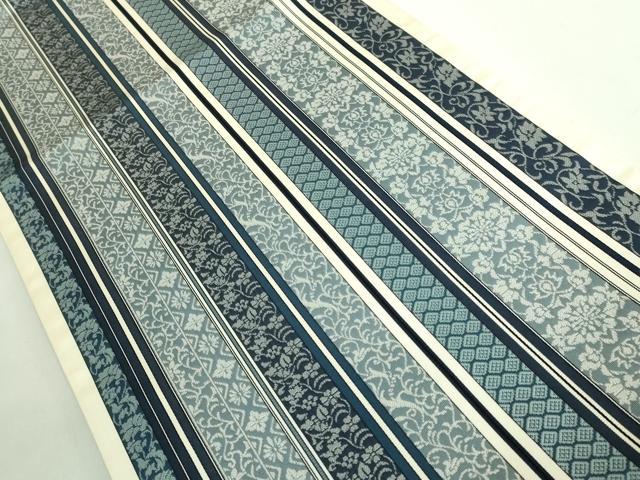 平和屋本店○極上 本場筑前博多織 全通柄袋帯 唐草間道 証紙・反端付き 