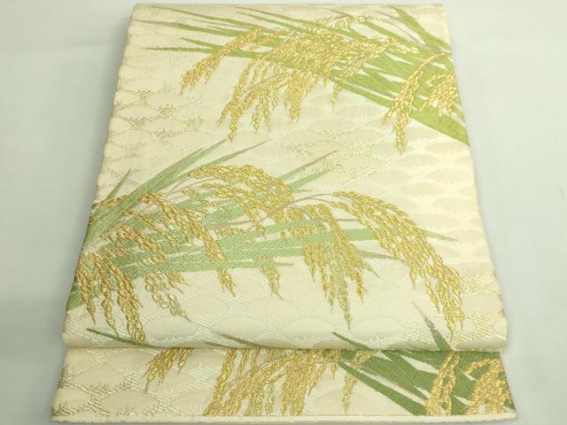 平和屋着物●極上　山口正夫　太鼓柄袋帯　唐織　早苗稲穂文　金糸　逸品　DZAB2352kh6