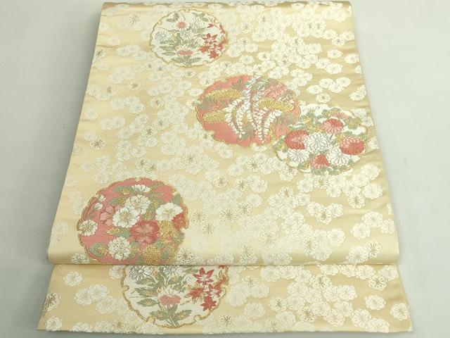 平和屋着物●極上　西陣の名門　加納幸謹製　六通柄袋帯　唐織　雪輪花文　金銀糸　逸品　DZAB2370kh6