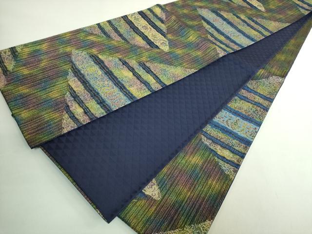 平和屋着物●極上　藍工房　六通柄袋帯　天然藍染　横段花文　銀糸　逸品　DZAB2382kh6_6