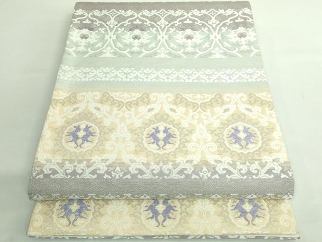 平和屋着物●極上　六通柄袋帯　唐織　和更紗　銀糸　逸品　DZAB2389kh6