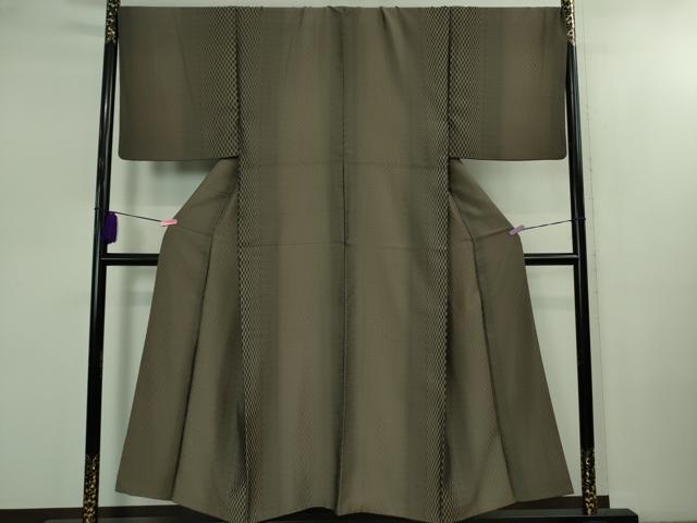 平和屋本店●極上　男性　風通御飯　草木染　くるみ　変わり市松　反端付き　逸品　DZAB2428kh6_1