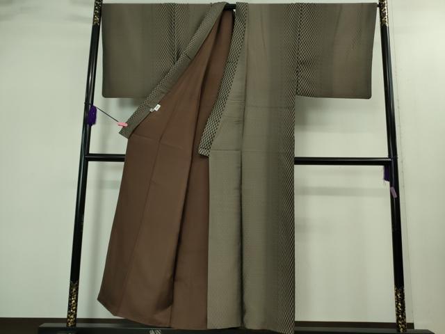 平和屋本店●極上　男性　風通御飯　草木染　くるみ　変わり市松　反端付き　逸品　DZAB2428kh6_2