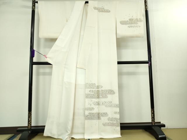 平和屋本店●極上　訪問着　総刺繍　霞花文　象牙色地　金糸　逸品　DZAB2469kh6