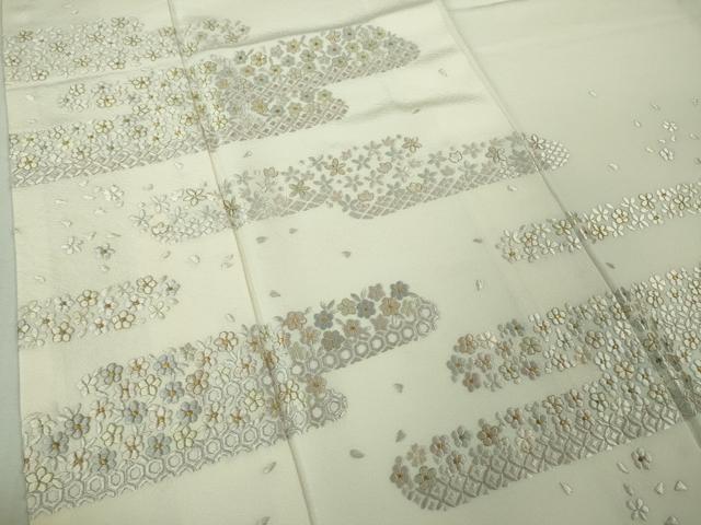 平和屋本店●極上　訪問着　総刺繍　霞花文　象牙色地　金糸　逸品　DZAB2469kh6