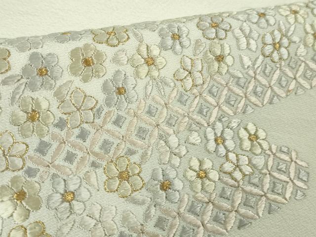 平和屋本店●極上　訪問着　総刺繍　霞花文　象牙色地　金糸　逸品　DZAB2469kh6