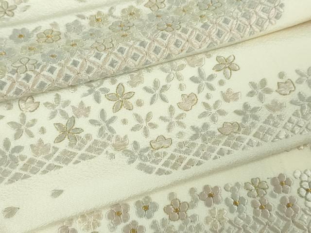 平和屋本店●極上　訪問着　総刺繍　霞花文　象牙色地　金糸　逸品　DZAB2469kh6