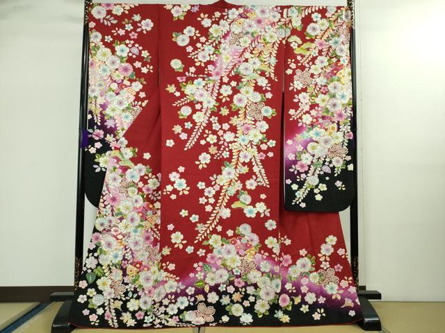 平和屋本店●極上　振袖　辻が花　暈し染め　金彩　銀通し地　やまと誂製　逸品　DZAB2496kh6