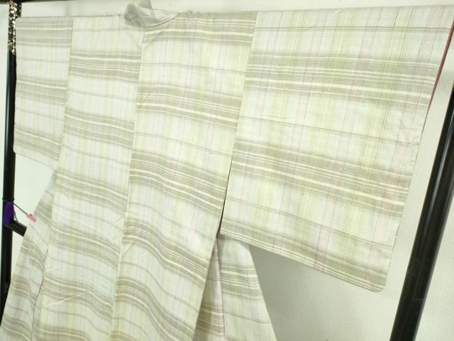 平和屋着物●極上　結城紬　横段文　逸品　DZAB2531kh6_2