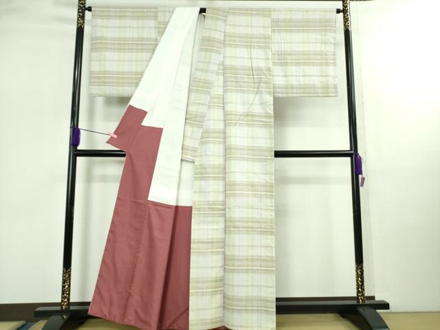 平和屋着物●極上　結城紬　横段文　逸品　DZAB2531kh6_1
