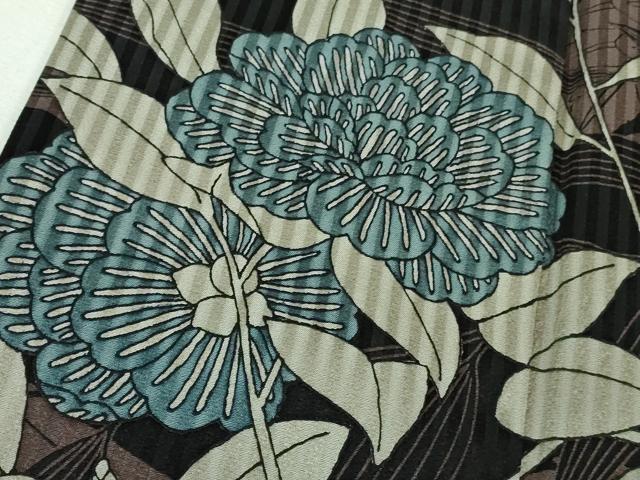 平和屋本店●極上　染色作家　斉藤三才　訪問着　飛鶴枝花文　黒地　逸品　DZAB2561kh6 平和屋本店○極上 染色作家 斉藤三才 訪問着 飛鶴枝花文 黒地 逸品