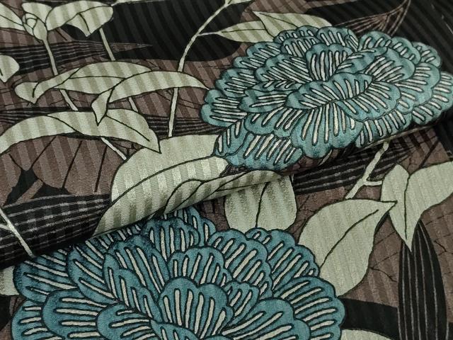平和屋本店○極上 染色作家 斉藤三才 訪問着 飛鶴枝花文 黒地 逸品