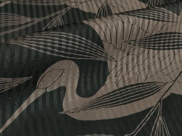 平和屋本店●極上　染色作家　斉藤三才　訪問着　飛鶴枝花文　黒地　逸品　DZAB2561kh6 平和屋本店○極上 染色作家 斉藤三才 訪問着 飛鶴枝花文 黒地 逸品
