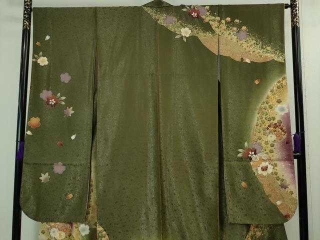 平和屋着物●極上　振袖　雪輪花山文　暈し染め　金彩　銀通し地　逸品　DZAB2577kh6_2