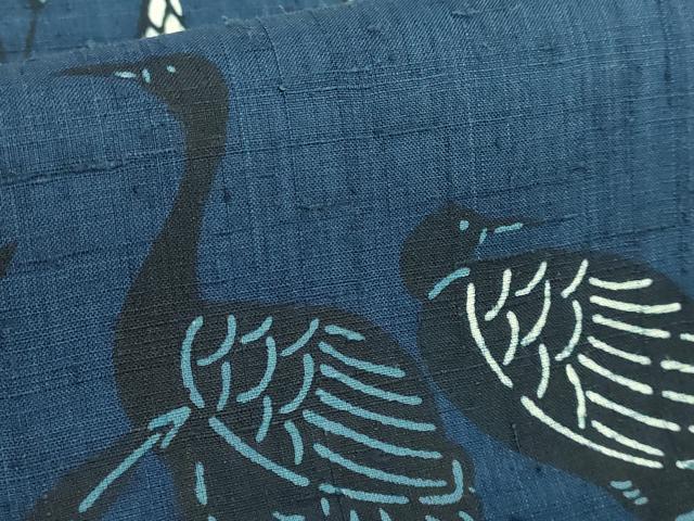 平和屋本店○極上 本場琉球紅型 六通柄袋帯 紬地 藍型