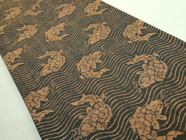 平和屋着物●極上　勝山織物　六通柄袋帯　荒磯　黒地　逸品　DZAB2696kh6