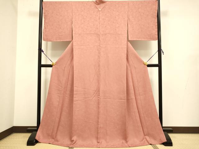 平和屋着物●極上　色無地　舞花地紋　真赭色　ロング丈　逸品　未使用　DZAB2728kh6_1