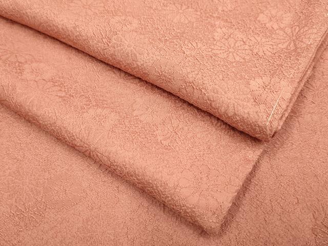 平和屋着物●極上　色無地　舞花地紋　真赭色　ロング丈　逸品　未使用　DZAB2728kh6