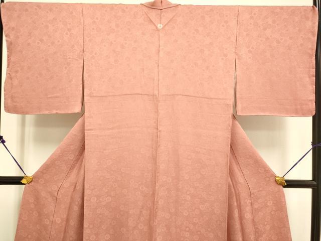 平和屋着物●極上　色無地　舞花地紋　真赭色　ロング丈　逸品　未使用　DZAB2728kh6_3