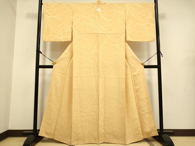 平和屋着物●極上　色無地　草葉地紋　杏色　逸品　未使用　DZAB2731kh6_1
