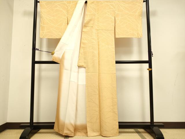 平和屋着物●極上　色無地　草葉地紋　杏色　逸品　未使用　DZAB2731kh6_2