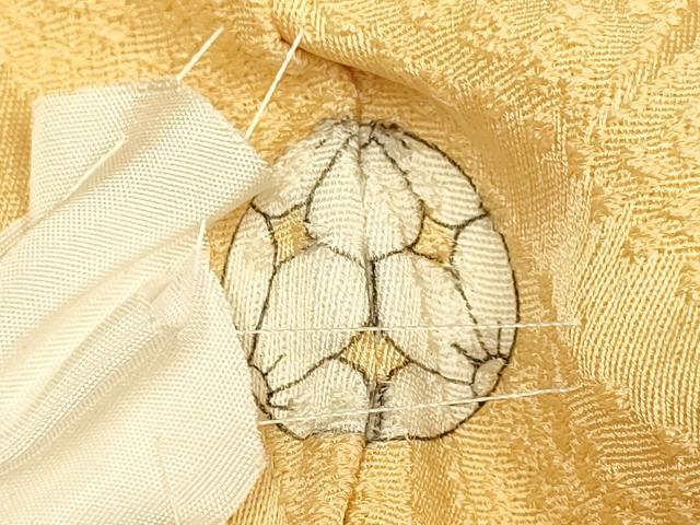 平和屋着物●極上　色無地　草葉地紋　杏色　逸品　未使用　DZAB2731kh6_8
