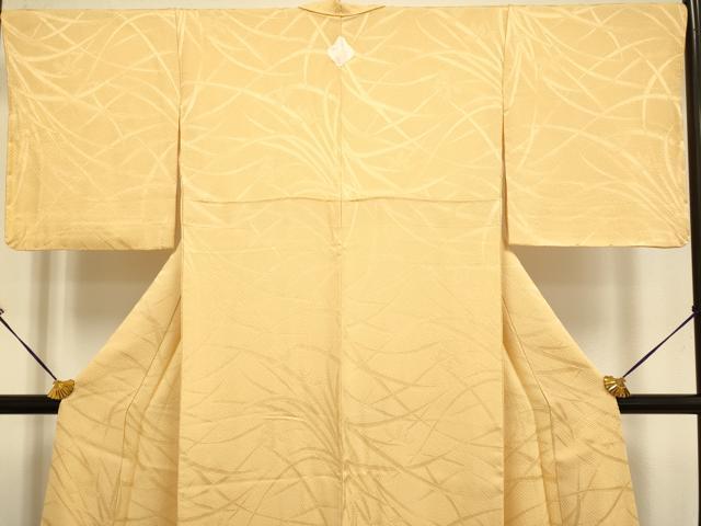 平和屋着物●極上　色無地　草葉地紋　杏色　逸品　未使用　DZAB2731kh6_3