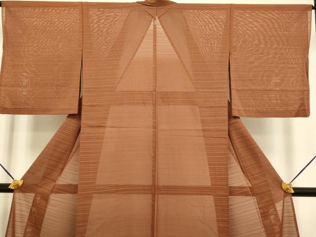 平和屋着物＊極上　夏物　洗える最高級着物　＜英＞はなぶさ謹製　色無地　変わり絽　柿渋色　逸品　DZAB2740kh6 平和屋本店□極上 夏物 洗える最高級着物 ＜英＞はなぶさ謹製 訪問着