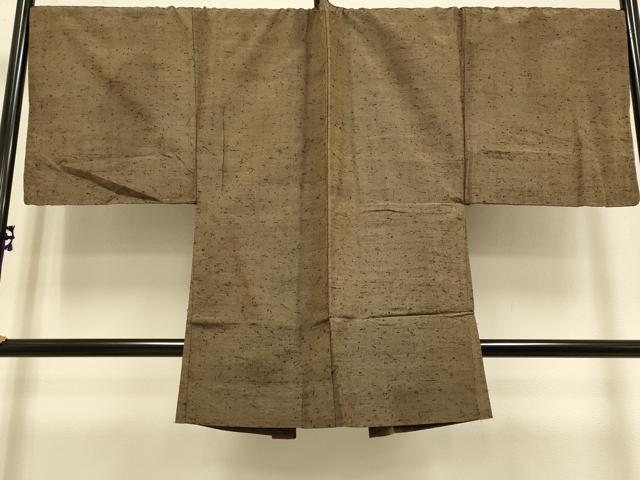 平和屋着物■極上　男性　紬　単衣　アンサンブル　キングサイズ　長羽織・髭紬　黄枯茶色　逸品　DZAB2744kh6_7