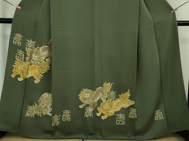 平和屋本店●極上　色留袖　駒刺繍　唐獅子　仙斉茶色地　金彩　逸品　DZAB2763kh6_3