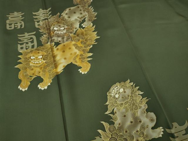 平和屋本店●極上　色留袖　駒刺繍　唐獅子　仙斉茶色地　金彩　逸品　DZAB2763kh6_4
