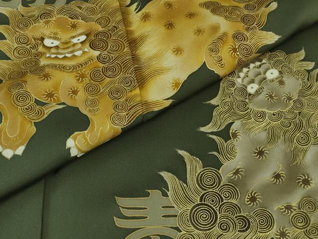 平和屋本店●極上　色留袖　駒刺繍　唐獅子　仙斉茶色地　金彩　逸品　DZAB2763kh6_6