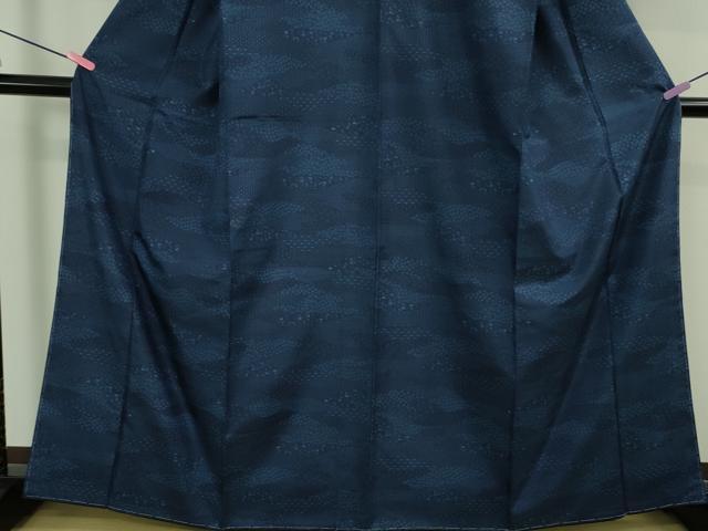 平和屋着物●極上　本場大島紬　琉球藍　名物裂霞文　まさき織物謹製　背抜き仕立て　証紙付き　逸品　未使用　DZAB2779kh6_4
