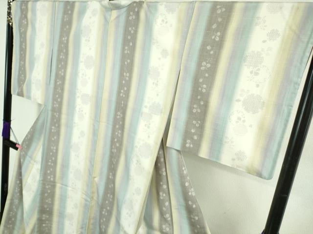 平和屋着物●極上　結城紬　80亀甲　飛び亀甲柄　雪輪間道　逸品　DZAB2799kh6_3
