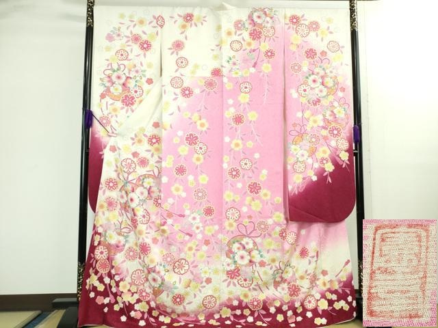 平和屋着物▽道中着　スリーシーズン　春夏秋　塵除け　霞文　暈し染め　反端付き　正絹　逸品　AABG8632ck 平和屋着物▽道中着 スリーシーズン 春夏秋 塵除け 霞文 暈し染め 反端