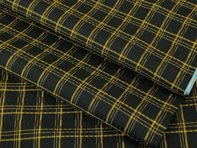 平和屋本店●極上　本場黄八丈　黒八丈　市松綾織　紬　格子　逸品　DZAB2837kh6