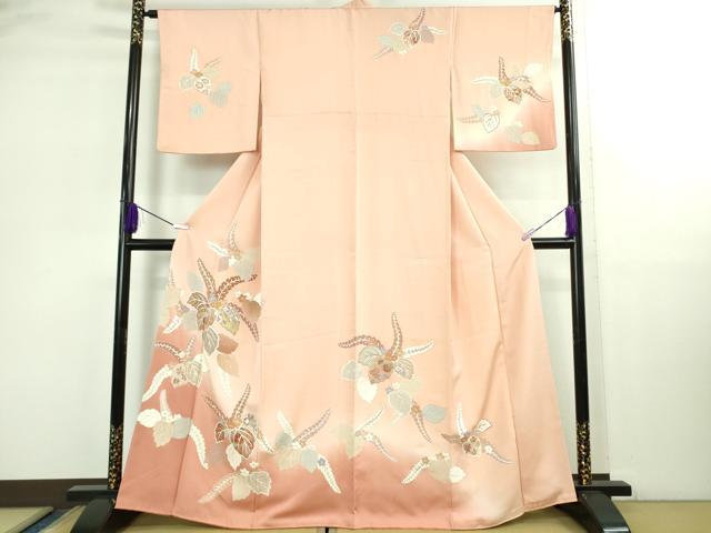 平和屋本店○極上 創業460年・千總 訪問着 駒刺繍 桐花文 虹色地 暈し