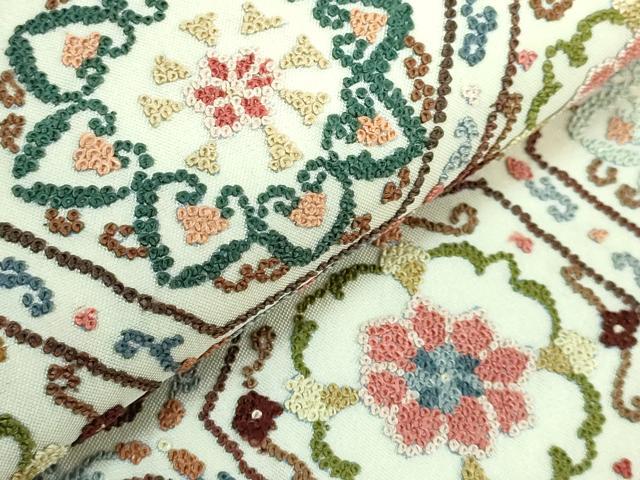 平和屋本店○極上 中国三大刺繍 相良刺繍 袋帯 亀甲花文 逸品
